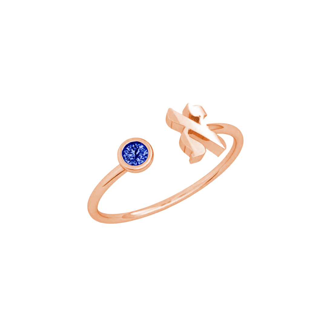 Gem Initial Ring - Hebrew