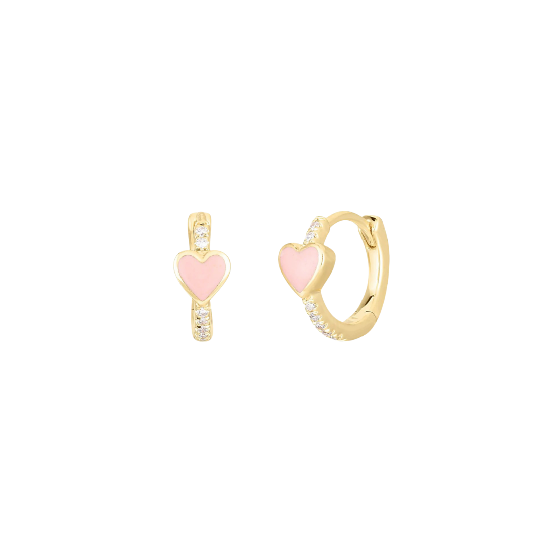 Diamond Heart Huggies
