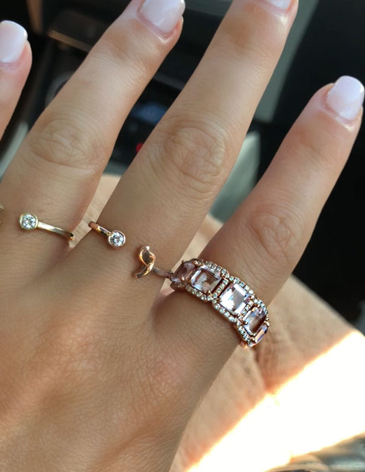 Diamond Initial Ring - Hebrew