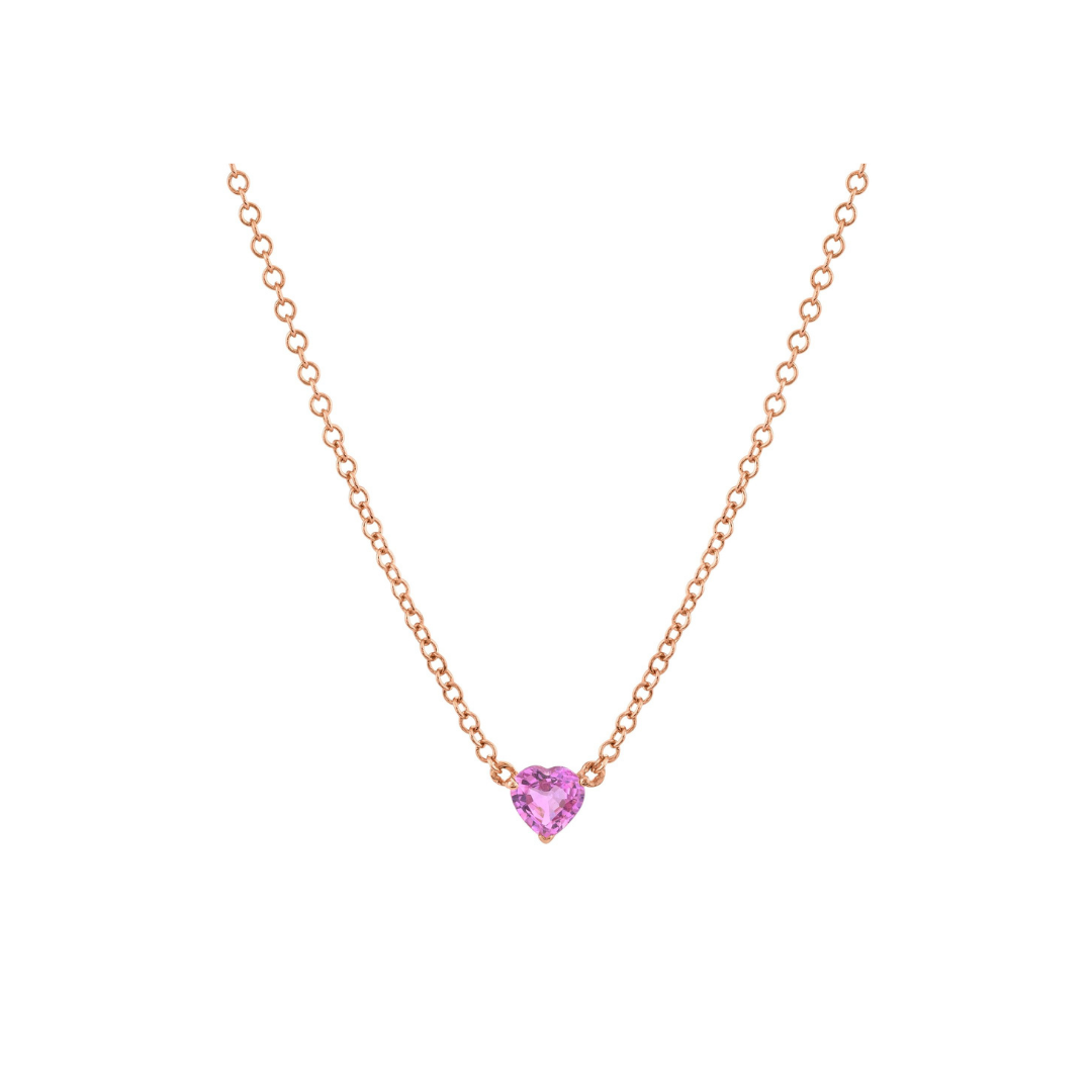 Pink Sapphire Heart Necklace